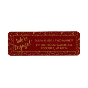 Étiquette Nous sommes engagés Burgundy Red Gold Adresse de r