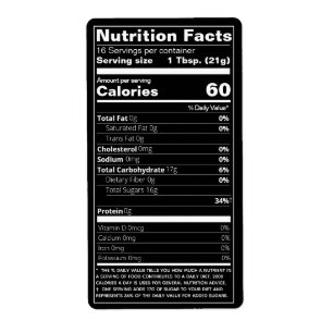 Étiquette Nouveau Honey - valeur nutritive Produit noir