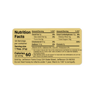 Étiquette Nouveau produit tabulaire de la valeur nutritive d