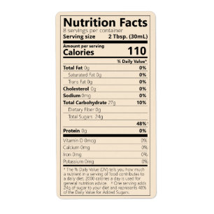 Étiquette Nouveau sirop d'érable - valeur nutritive Étiquett