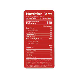 Étiquette Nouveau sirop d'érable - valeur nutritive rouge