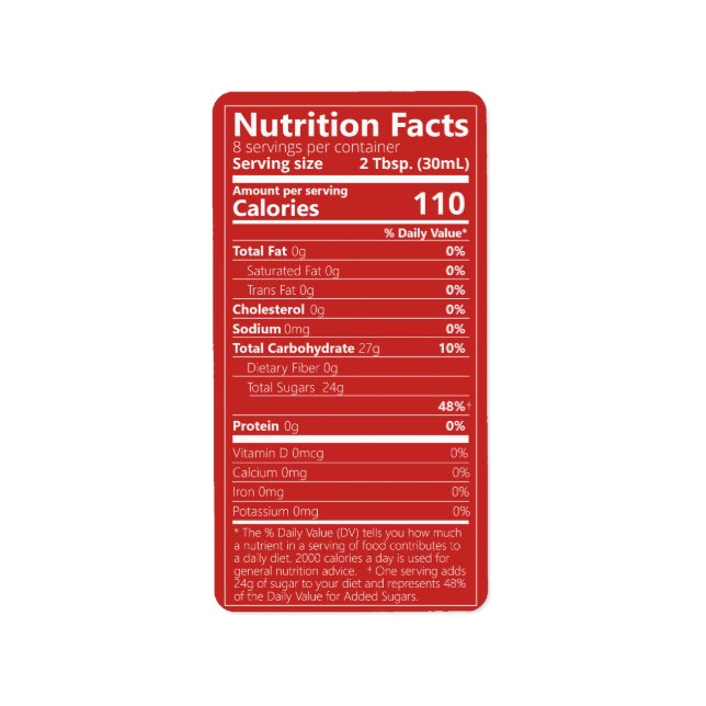 Étiquette Nouveau sirop d'érable - valeur nutritive rouge (Devant)