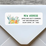 Étiquette Nouveaux cactus de vacances de déménagement d'adre<br><div class="desc">Cette conception a été créée par art numérique. Elle peut être personnalisée dans la zone fournie ou customisée en choisissant le clic pour customiser une autre option et en changeant le nom, les initiales ou les mots. Vous pouvez également modifier la couleur et le style du texte ou supprimer le...</div>