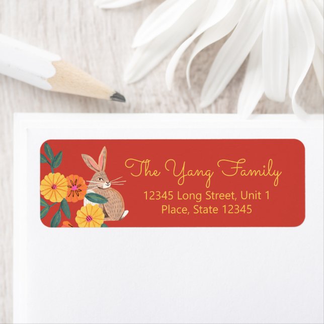 Étiquette Nouvel an lunaire du lapin (En situation)