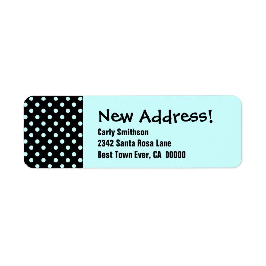 Étiquette Nouvel Aqua de faire-part d'adresse et pois noir