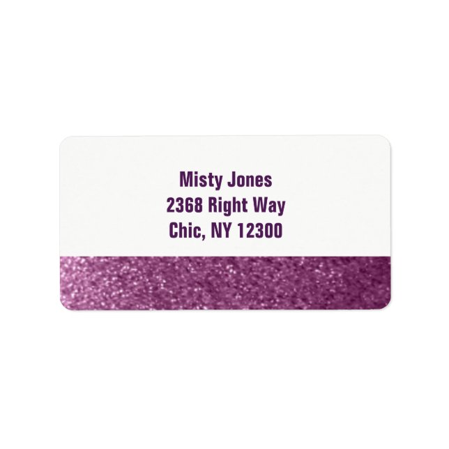 Étiquette Nouvelle adresse avec faux strass violet (Devant)