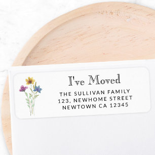 Étiquette Nouvelle adresse de retour du Fleur sauv