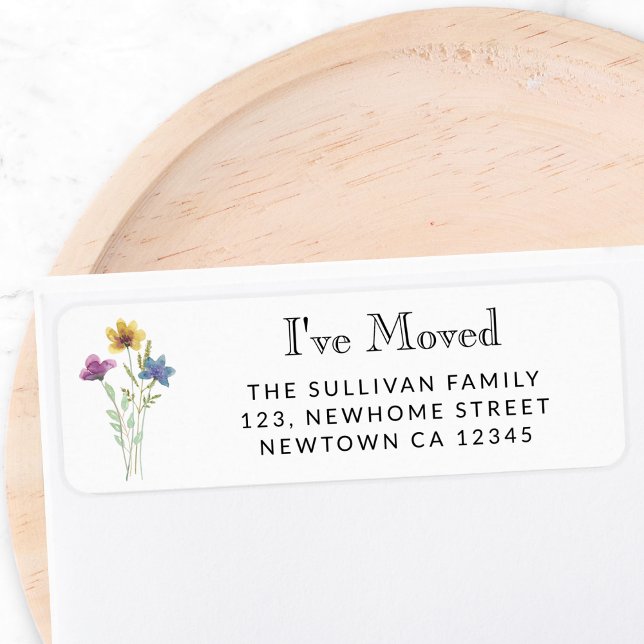 Étiquette Nouvelle adresse de retour du Fleur sauv (Créateur téléchargé)