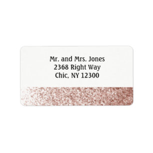 Étiquette Nouvelle adresse en rose gold faux strass