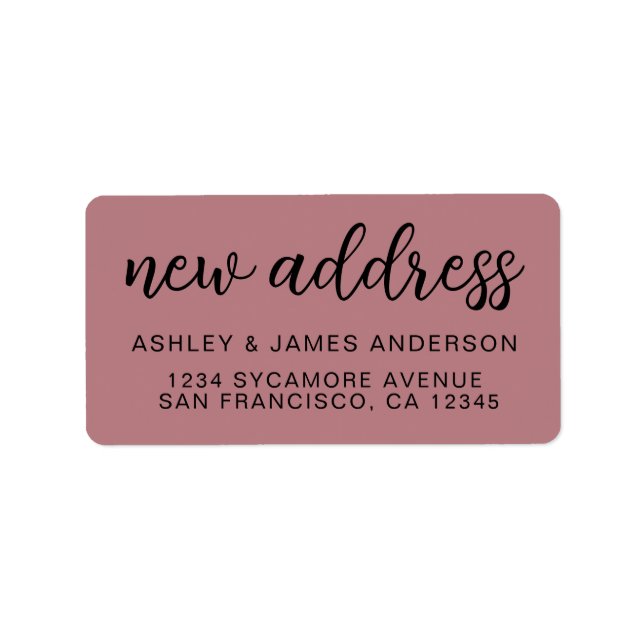 Étiquette Nouvelle Adresse Rose Poussiéreuse (Devant)