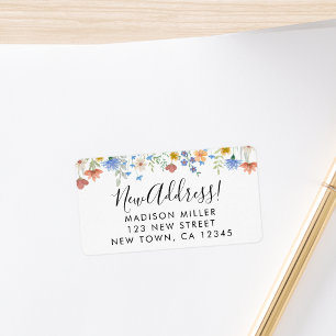 Étiquette Nouvelle adresse Wildflowers Adresse de retour