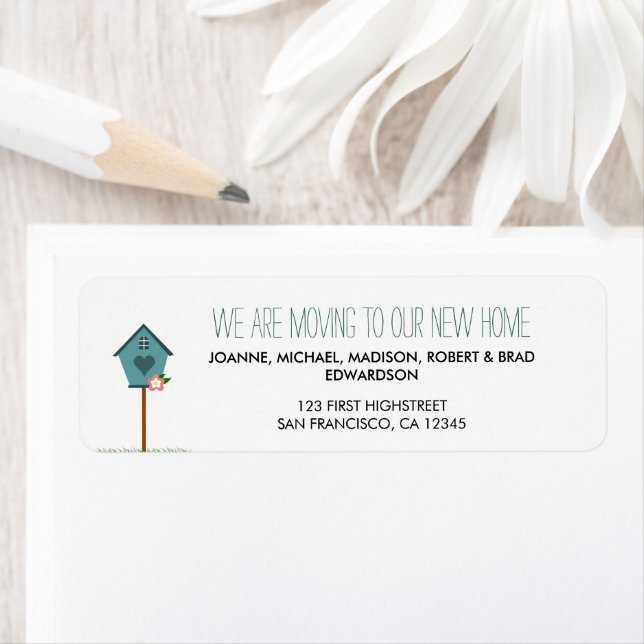 Étiquette Nouvelle maison moderne nous déménageons adresse d (En situation)