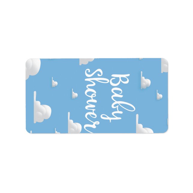 Étiquette Nuage Blanc Gonflé Baby Shower (Devant)