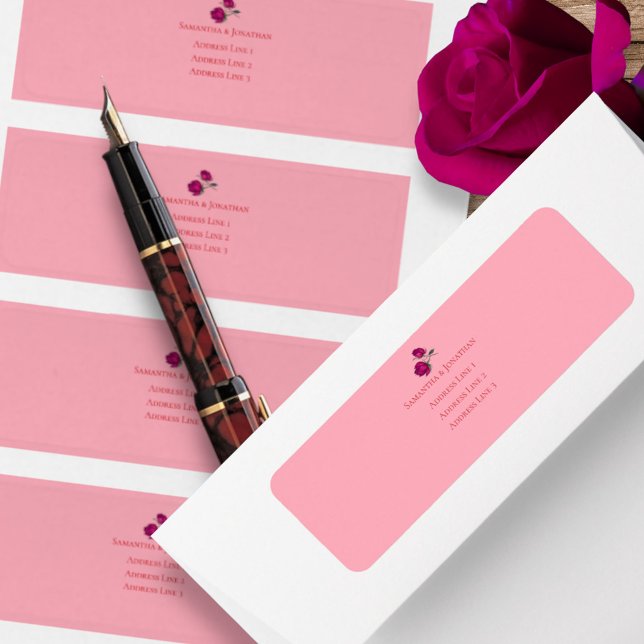 Étiquette Nuances de Rose Magenta Mariage Moderne (Créateur téléchargé)