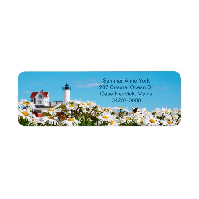 Étiquette Nubble Light Summer Daisy Maine Lighthouse Retour (Devant)