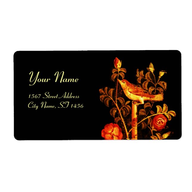 Étiquette NUIT AVEC MONOGRAMME ROSE, Jaune rouge (Devant)
