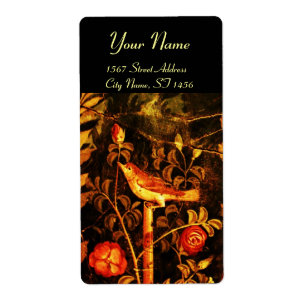Étiquette NUIT AVEC MONOGRAMME ROSE, Jaune rouge