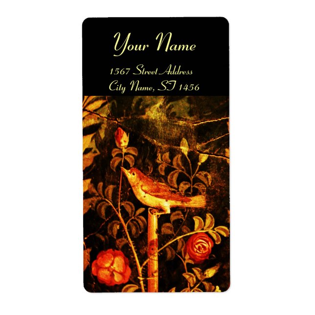 Étiquette NUIT AVEC MONOGRAMME ROSE, Jaune rouge (Devant)
