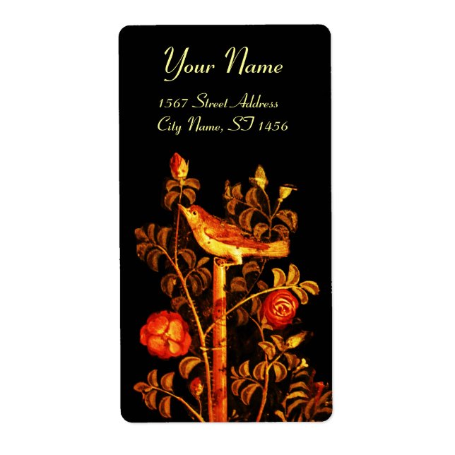Étiquette NUIT AVEC ROSES, Rouge Jaune Noir (Devant)