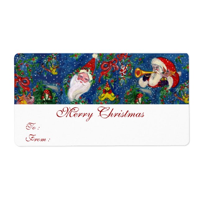 ÉTIQUETTE NUIT DE NOËL / SANTA CLAUS AVEC JOUETS (Devant)