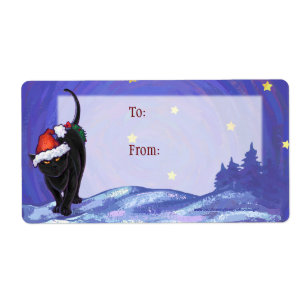 Étiquette Nuit étoile Noir Chat Noël
