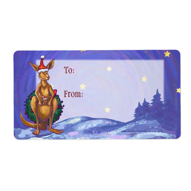 Étiquette Nuit étoilée de Noël Kangaroo (Devant)