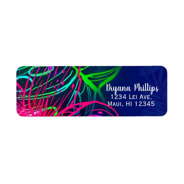 Étiquette Nuit tropicale Luau électrique Neon Aloha Party (Devant)