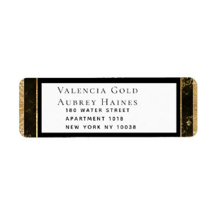 Étiquette Nuits en Granite & Or Mariage Adresse de retour