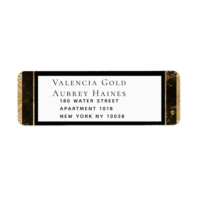 Étiquette Nuits en Granite & Or Mariage Adresse de retour (Devant)