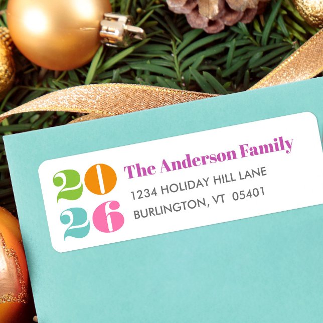 Étiquette Numéro personnalisé Nouvel An Coloré Gras Nom mode (Créateur téléchargé)