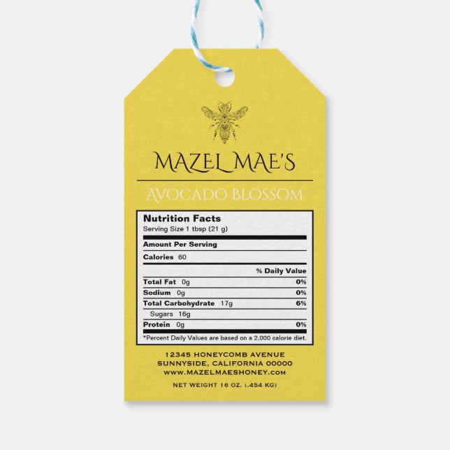 Étiquette nutritionnel sur mesure pour le miel fai (Dos)