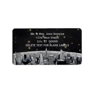 Étiquette NYC Skyline 2 Black Gold Star H Adresse