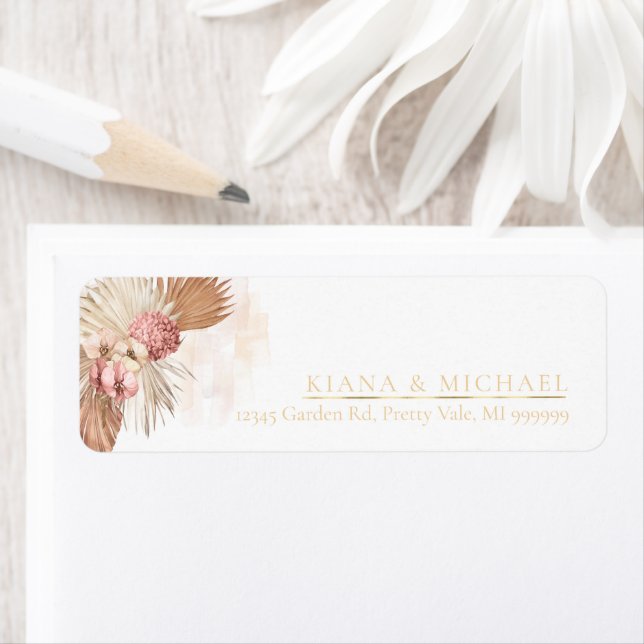 Étiquette Oasis Boho Fleurs Mariage ID959 (En situation)
