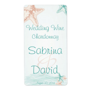 Étiquette Ocean Breeze Beach Wedding  Wine Label