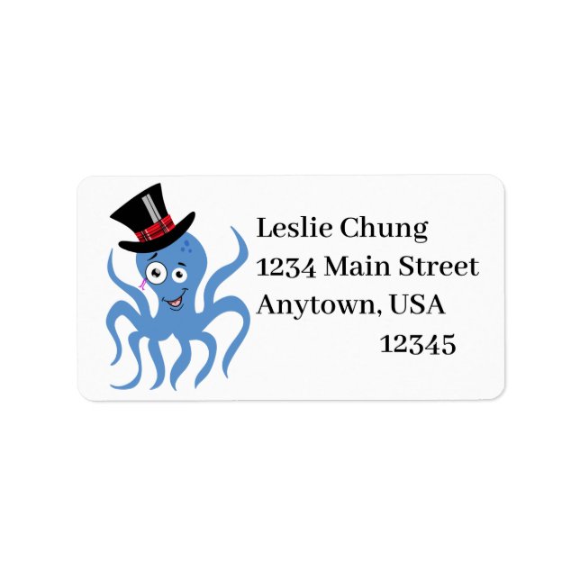 Étiquette Octopus dans un chapeau supérieur et Monocle (Devant)