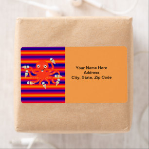 Étiquette Octopus Ice Cream Stripe Labels