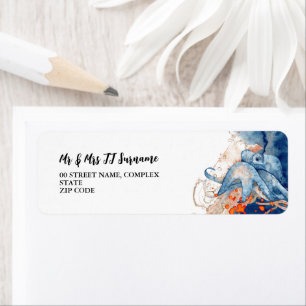 Étiquette Octopus marine créatures marine orange bleu marine