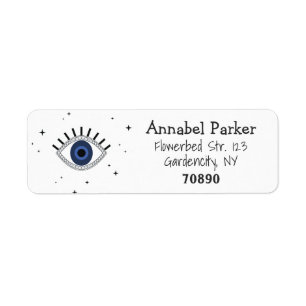 Étiquette Oeil bleu mystique et étoiles design magique, oeil