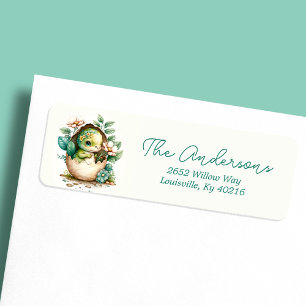 Étiquette Oeuf de dinosaure floral aquarelle adresse de reto
