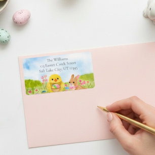 Étiquette Œuf de Pâques Poussin Fête du Lapin de Pâques