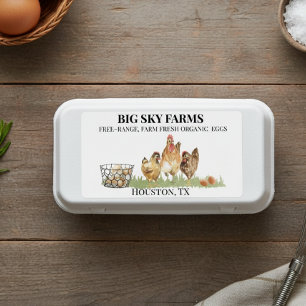 Étiquette OEufs de poulet ferme Aquarelle carton frais