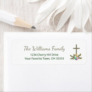 Étiquette OEufs décorés de la Croix religieuse Brunch de Pâq