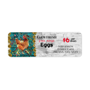 Étiquette OEufs frais de ferme Poulets de carton à portée li