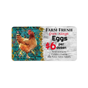 Étiquette OEufs frais de ferme Poulets de carton à portée li
