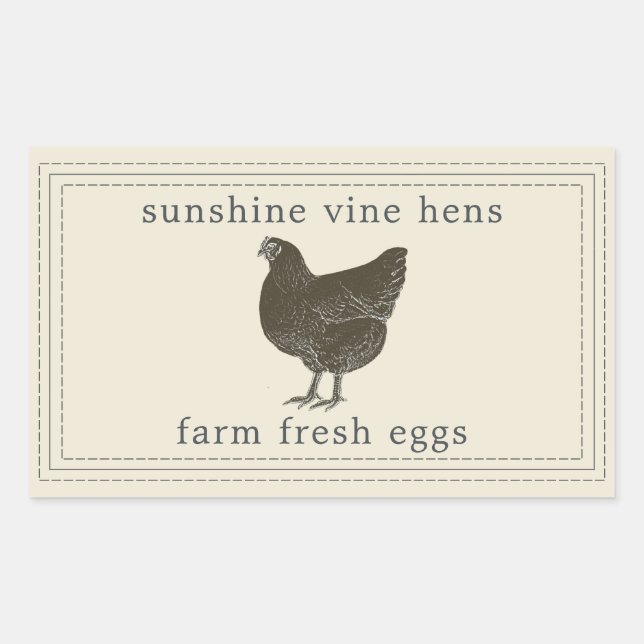 Étiquette Œufs Frais de la Ferme Poule Vintage (Devant)
