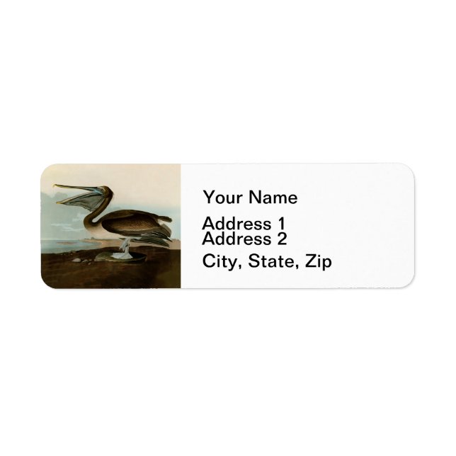Étiquette Œuvre d'art de Pélican Brun de John James Audubon  (Devant)