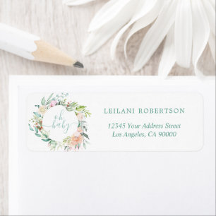 Étiquette Oh Baby Floral Aquarelle Pastel Wreath Mint