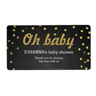 Étiquette Oh Baby Gold Confetti Chalkboard Bouteille d'eau