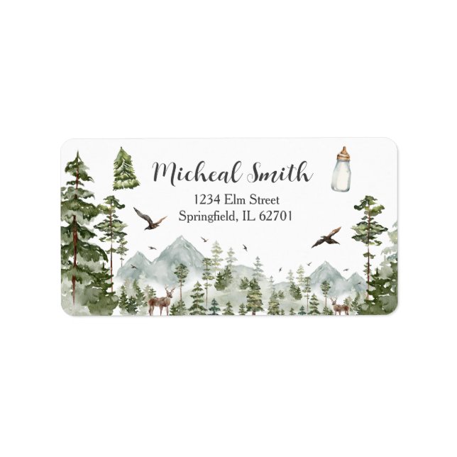 Étiquette Oh Boy Adventure Pine Forest Baby shower Adresse (Devant)