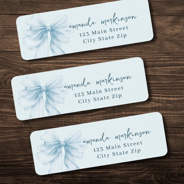 Étiquette Oh Boy Blue Watercolor Bow Baby Shower address (Créateur téléchargé)